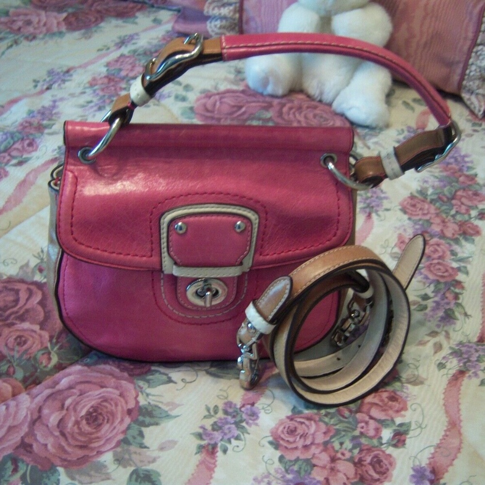 COACH WILLIS PINK / TAN LEATHER HANDBAG CROSSBODY